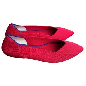 Rothys The Point Ballet Flats Women's Size 9.5 Red Knit Fabric Casual Comfort Sh